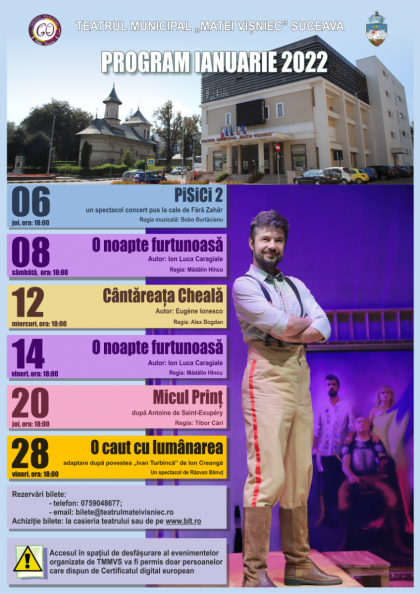 Spectacolele lunii ianuarie 2022 la Teatrul Municipal „Matei Vișniec” Suceava