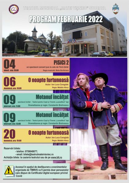 Spectacolele lunii februarie 2022 la Teatrul Municipal „Matei Vișniec” Suceava