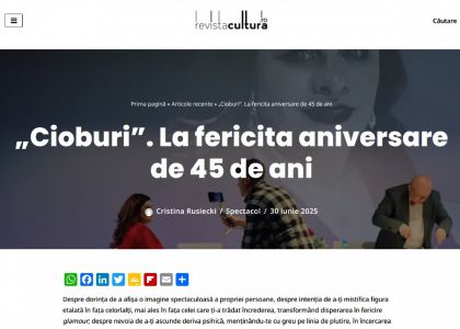 Ecouri din Festivalul Internațional Zilele Teatrului „Matei Vișniec”  Mulțumim, Cristina Rusiecki!