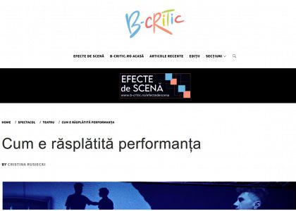 Cum e răsplătită performanța, de de Cristina Rusiecki (B-critic.ro)
