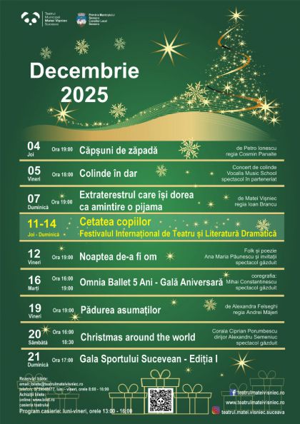 Programul Lunii Decembrie la TMMVS: Sărbătoare și Teatru