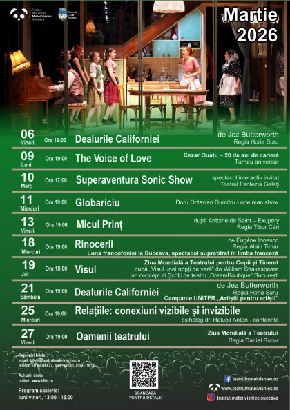 SOLD OUT pentru toate spectacolele lunii martie la Teatrul Municipal „Matei Vișniec” Suceava