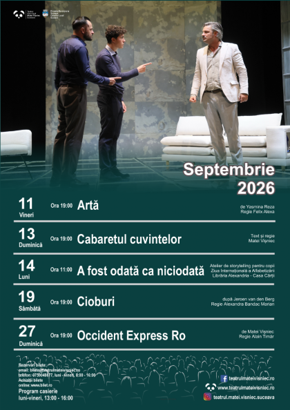 Teatrul Municipal „Matei Vișniec” Suceava anunță deschiderea stagiunii cu numărul XI, pe 11 septembrie