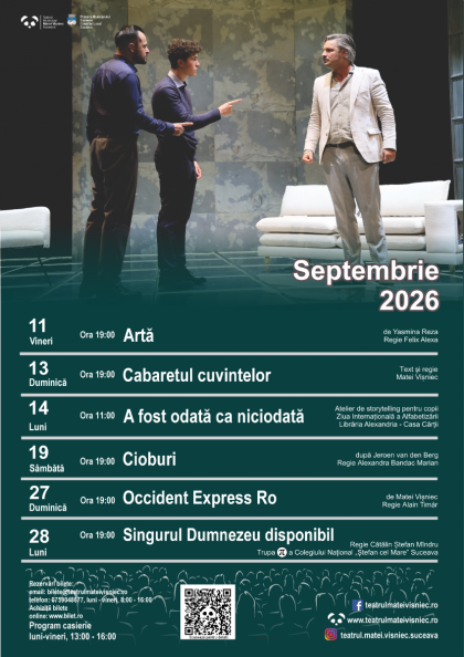 Teatrul Municipal „Matei Vișniec” Suceava marchează Ziua Internațională a Alfabetizării, cu un atelier de storytelling pentru copii și cu spectacolul „Cabaretul cuvintelor”
