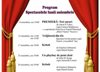 Programul spectacolelor lunii noiembrie la Teatrul Matei Visniec Suceava