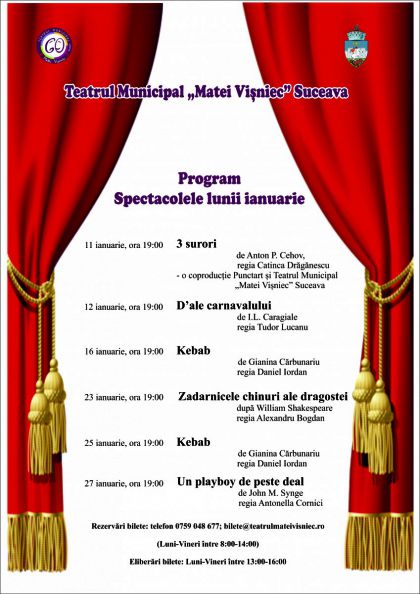 Programul spectacolelor lunii ianuarie la Teatrul „Matei Vișniec” Suceava