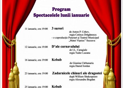 Programul spectacolelor lunii ianuarie la Teatrul „Matei Vișniec” Suceava