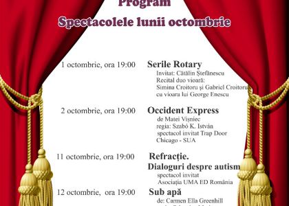 Programul spectacolelor lunii octombrie 2018 la Teatrul Municipal „Matei Vișniec” Suceava