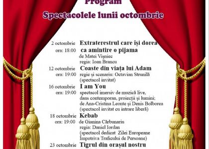 Programul spectacolelor lunii octombrie 2019 la Teatrul Municipal „Matei Vișniec” Suceava