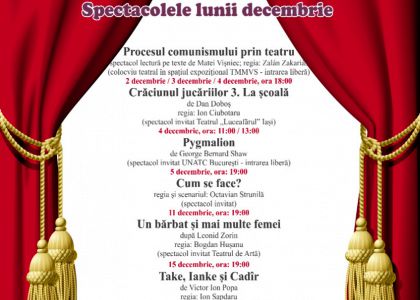 Programul spectacolelor lunii decembrie 2019 la Teatrul Municipal „Matei Vișniec” Suceava