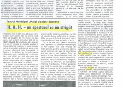 HAH - un spectacol ca un strigăt (de Carmen Mihalache)