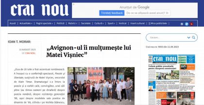 „Avignon-ul îi mulţumeşte lui Matei Vişniec” - Ioan T. Morar