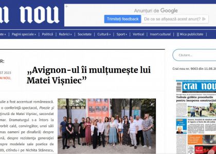 „Avignon-ul îi mulţumeşte lui Matei Vişniec” - Ioan T. Morar