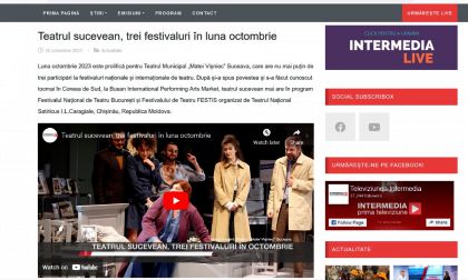 Teatrul sucevean, trei festivaluri în luna octombrie