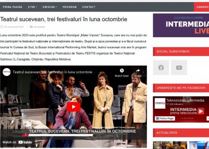 Teatrul sucevean, trei festivaluri în luna octombrie