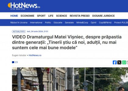 Dramaturgul Matei Vișniec, despre prăpastia dintre generații: „Tinerii știu că noi, adulții, nu mai suntem cele mai bune modele”