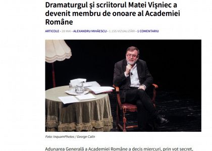 Dramaturgul și scriitorul Matei Vișniec a devenit membru de onoare al Academiei Române - G4MEDIA