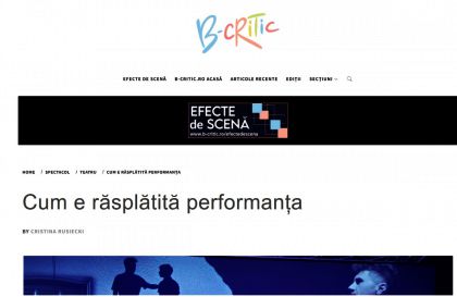 Cum e răsplătită performanța, de de Cristina Rusiecki (B-critic.ro)