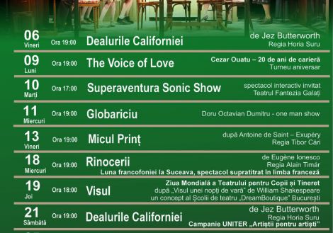 Programul lunii martie 2026