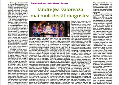 Tandrețea valoreazã mai mult decât dragostea - de Carmen Mihalachi (Revista „Ateneu”)