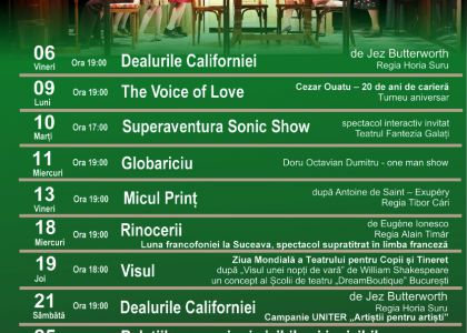 SOLD OUT pentru toate spectacolele lunii martie la Teatrul Municipal „Matei Vișniec” Suceava