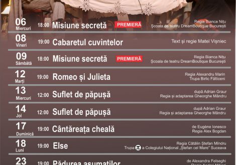 Programul lunii mai 2026 la TMMVS