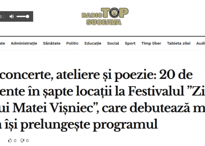 Teatru, concerte, ateliere și poezie: 20 de evenimente în șapte locații la Festivalul ”Zilele Teatrului Matei Vișniec”, care debutează mîine. Casieria își prelungește programul - Radio TOP