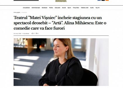 Teatrul ”Matei Vișniec” încheie stagiunea cu un spectacol deosebit – ”Artă”. Alina Mihăescu: Este o comedie care va face furori
