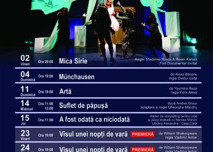 Programul lunii octombrie 2026 la Teatrul Municipal „Matei Vișniec” Suceava: Premieră Shakespeare, titluri de succes și evenimente pentru publicul tânăr