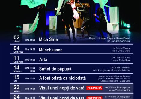 Programul lunii octombrie 2026 la Teatrul Municipal „Matei Vișniec” Suceava: Premieră Shakespeare, titluri de succes și evenimente pentru publicul tânăr